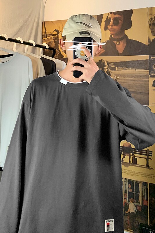 秋季新款圆领秋装卫衣T恤港风男情侣XZ1415-2#TC405#P25,男装T恤,星座301D-4(原星座1004-4）
