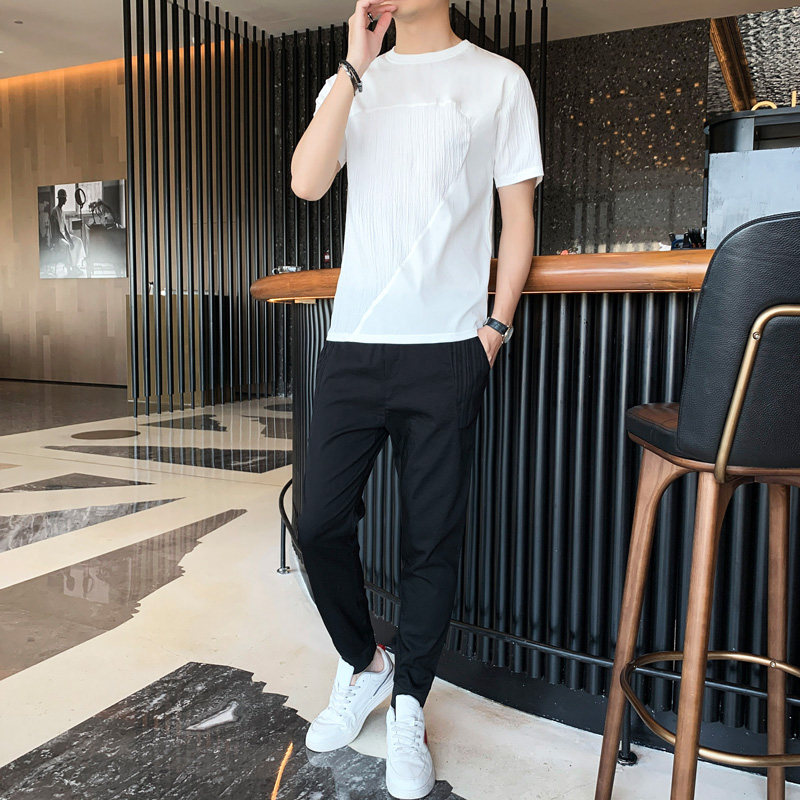 夏季修身时尚弹力高品质套装小青年男装XZ1415-2TZ02#图片