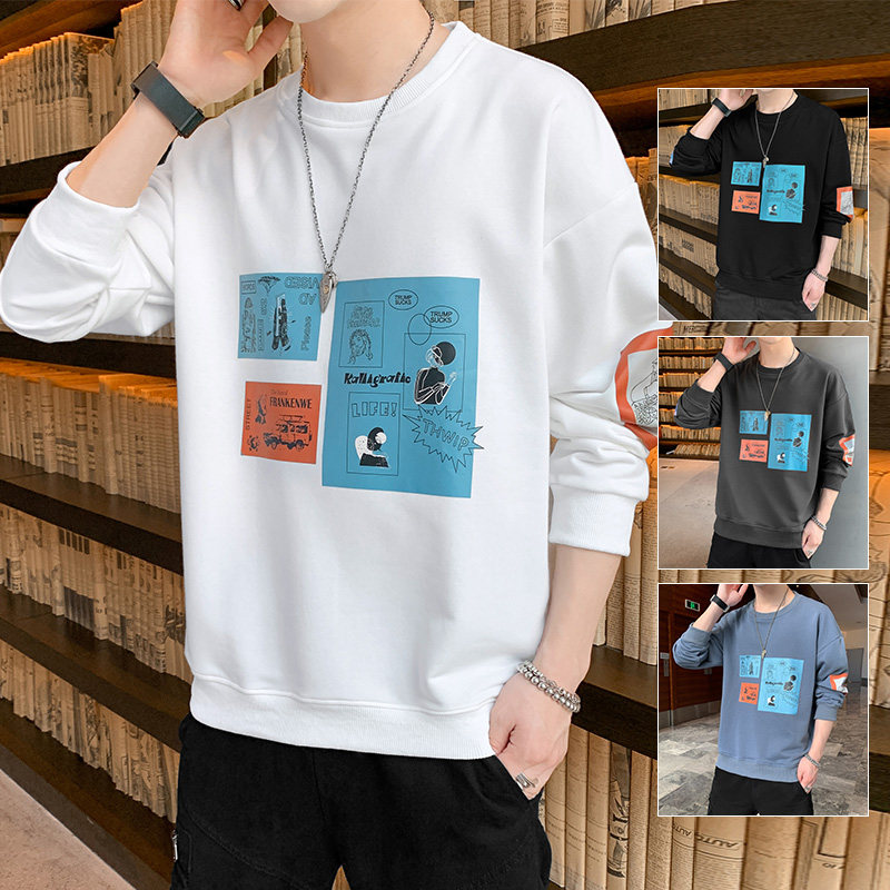 秋冬新款套头圆领时尚大码修身宽松T恤卫衣男XZ1415-2#W5507#,男装卫衣,星座301D-4(原星座1004-4）