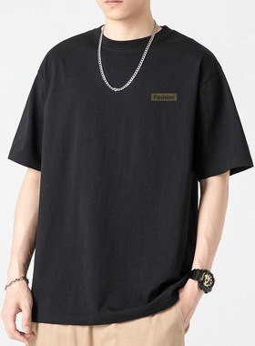 夏季纯棉短袖t恤男潮牌ins打底衫小众设计感舒适休闲潮流重磅