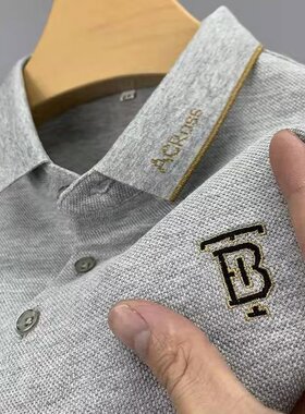 夏季男士短袖T恤刺绣翻领大码POLO衫中青年休闲商务外贸男装上衣