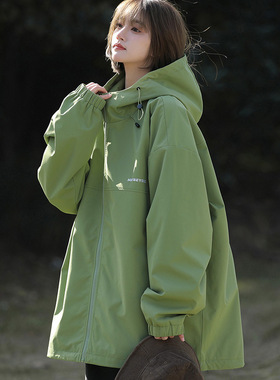 春款风衣冲锋衣潮流山系登山服美式连帽宽松风衣外套男女夹克