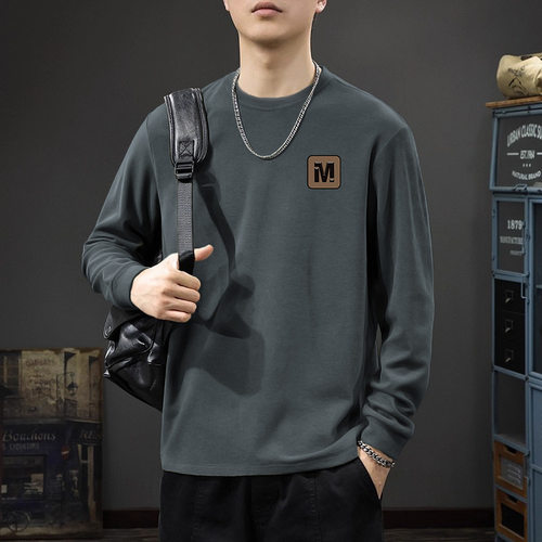 秋冬季双面德绒打底衫男士长袖t恤内搭款加绒加厚保暖上衣服男装