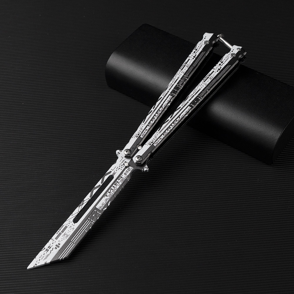 全钢专业蝴蝶刀未开刃CSGO蝴蝶练习玩具刀甩手刀安全花式玩具梳子