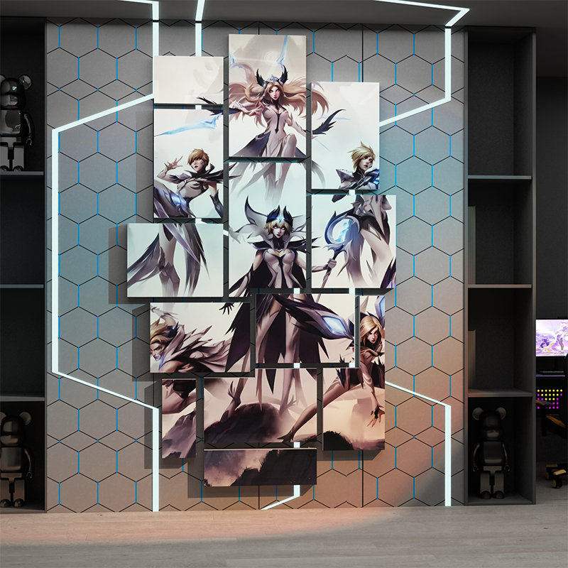 2025ig电竞房间布置装饰网红吧墙面英雄联盟lol海报背景墙贴纸画