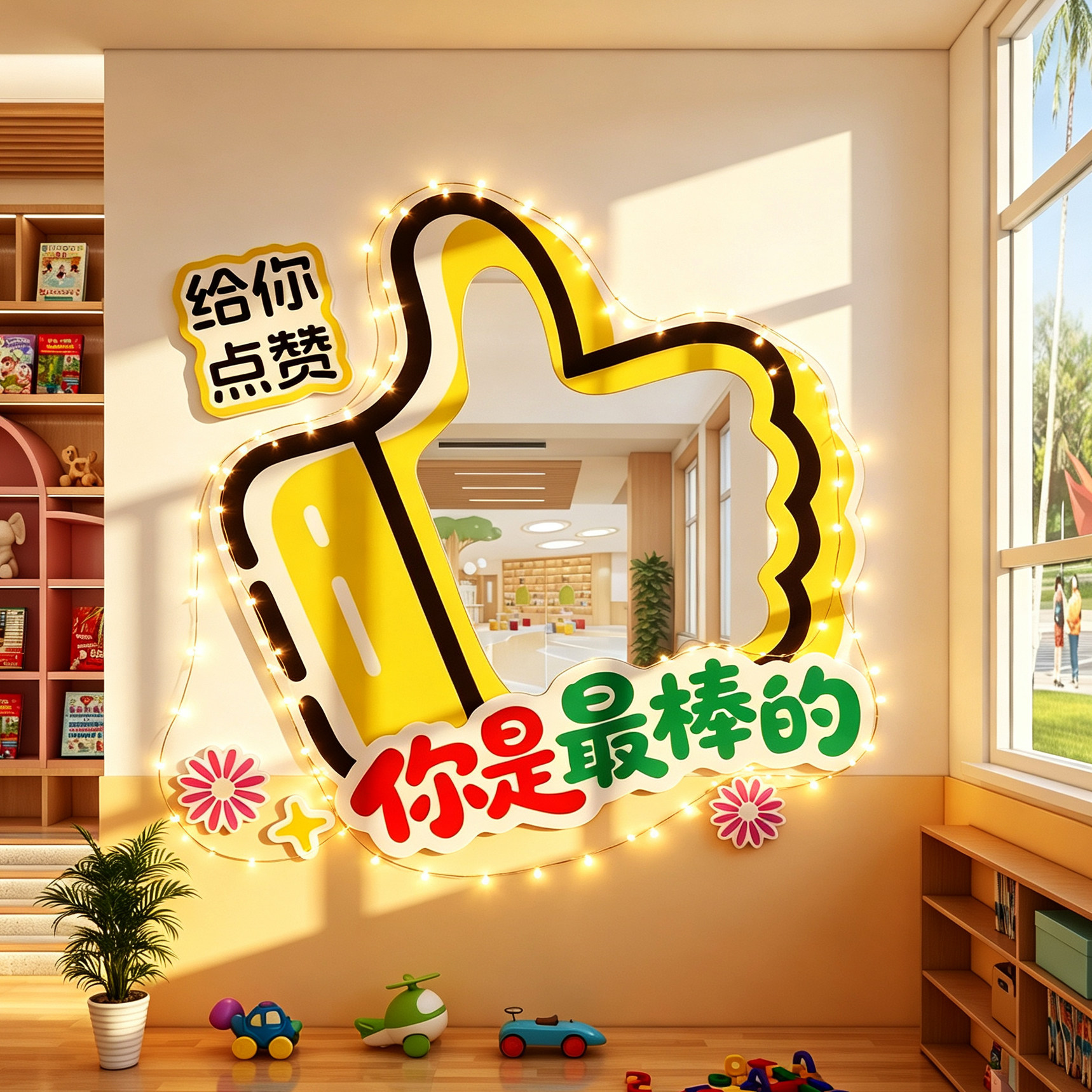 自我肯定夸夸镜情绪互动文化墙贴