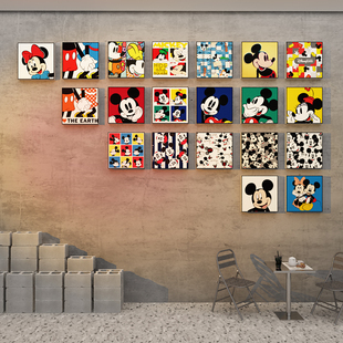 网红打卡拍照区米奇老鼠咖啡厅馆角海报背景墙面贴氛围布置装 饰画