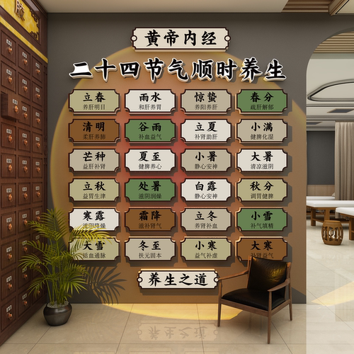 网红24二十四节气中医养生馆墙面贴纸装饰氛围布置文化形象挂画图