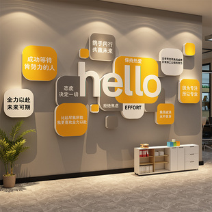 办公司室企业文化墙面装饰氛围布置高级感会议励志标语进门形象贴