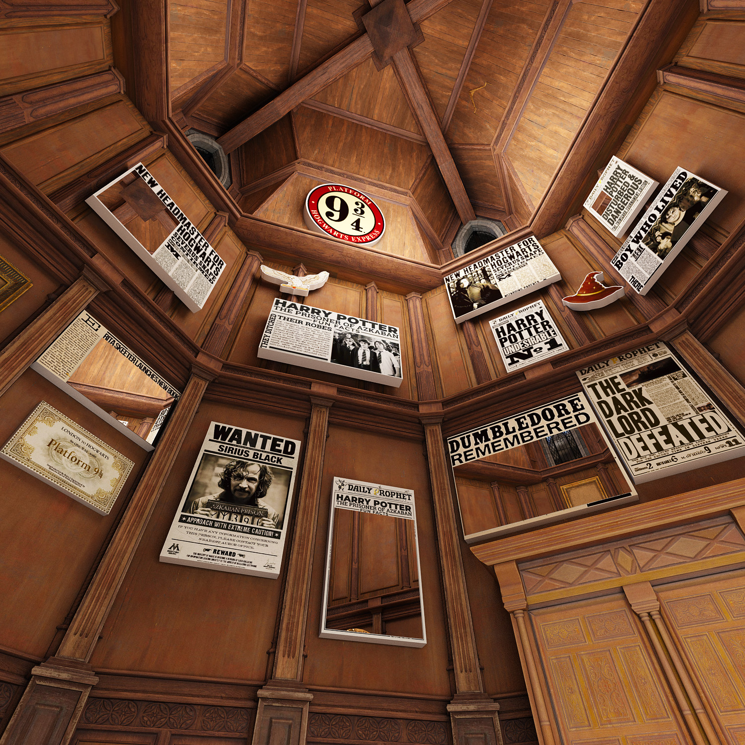 哈利波特主题入户门牌卧室房间软装饰氛围布置海报墙贴纸创意镜子