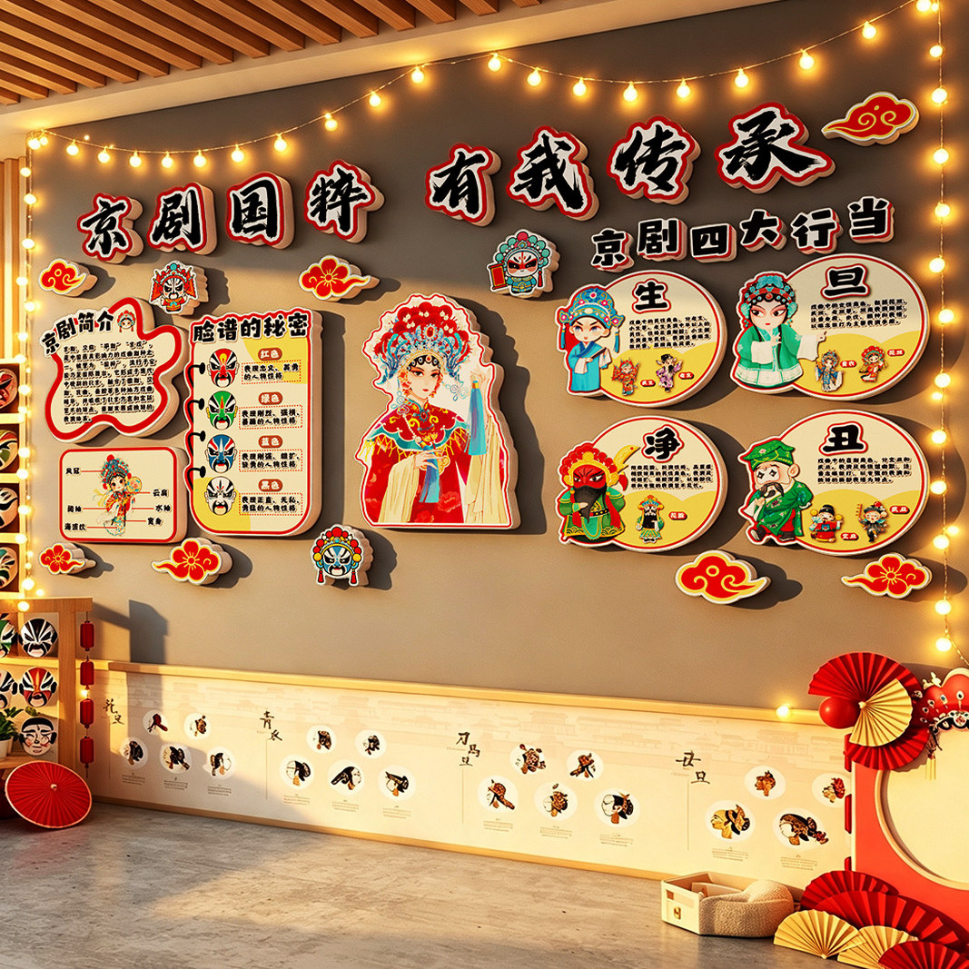 幼儿园环创国粹戏曲京剧主题墙面装饰品非遗传统文化背景布置材料
