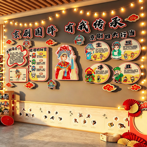 幼儿园环创国粹戏曲京剧主题墙面装饰品非遗传统文化背景布置材料
