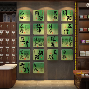 中医阁馆形象墙面装饰挂画针艾灸网红养生广告图推拿理疗贴纸背景
