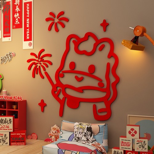 2026农历小马新年装饰品春节氛围布置亚克力3d立体墙面门贴纸挂件