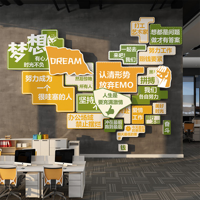 企业文化墙公司办公室装饰氛围布置会议励志标语进门背景形象面贴