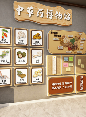 中草药医馆贴画纸文化幼儿园班教室墙面装饰走廊环创材料主题成品