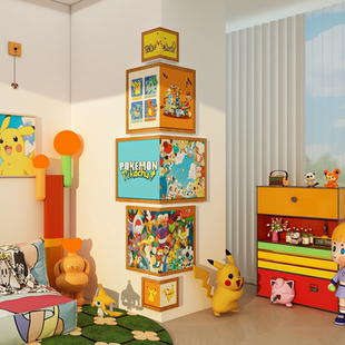 宝可梦贴画壁纸男儿童房间布置装饰皮卡丘生日墙面拐转角卧室遮丑
