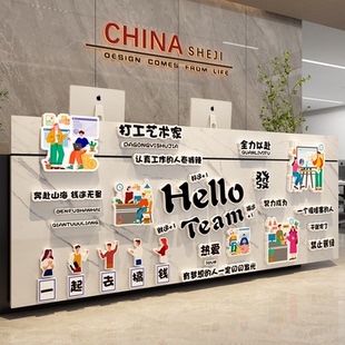 职场文化墙面装饰贴纸企业银行厅堂办公司室接待前台背景氛围布置