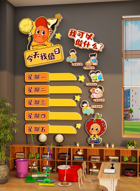 卫生角文化墙贴教室布置装饰班级氛围星星人小学今天我值日表环创