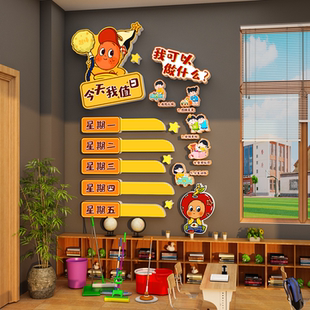卫生角文化墙贴教室布置装饰班级氛围星星人小学今天我值日表环创