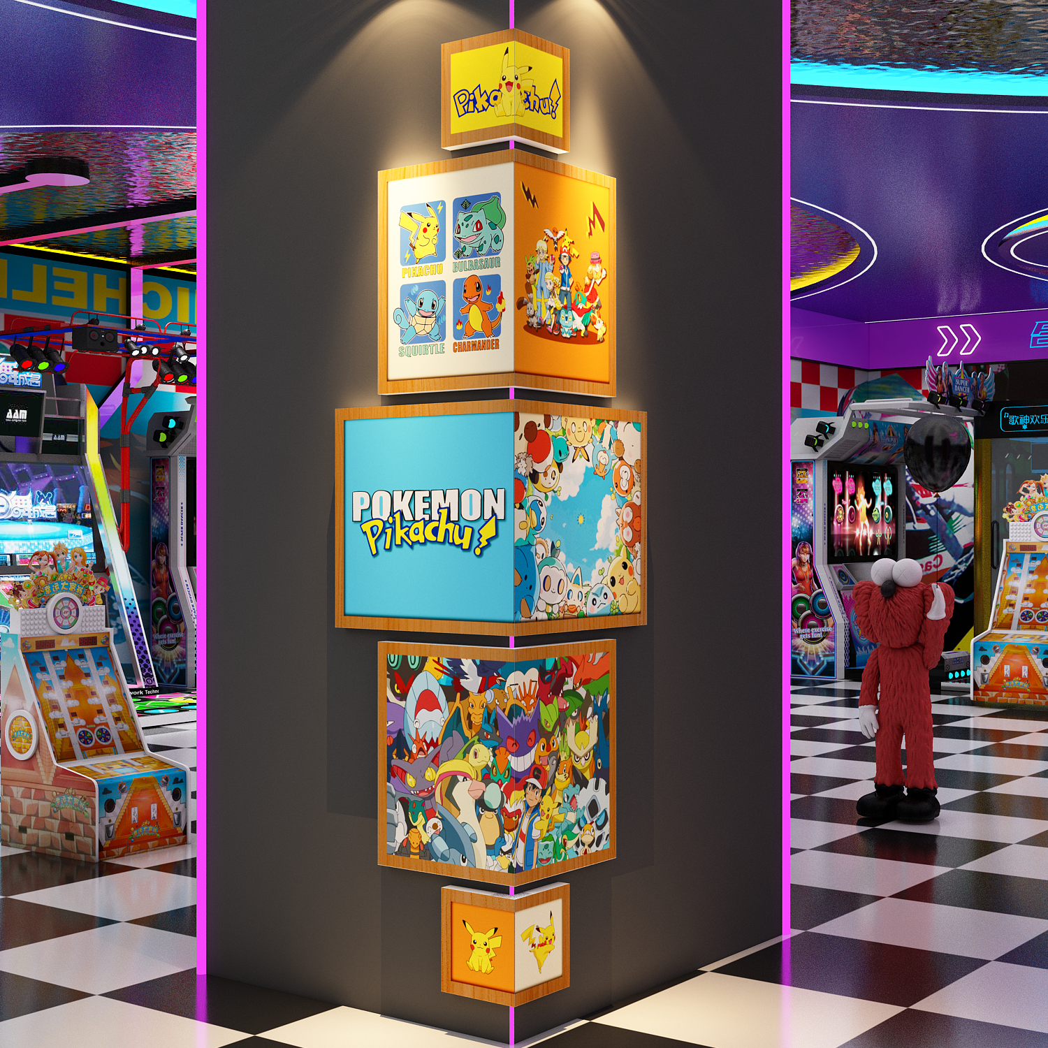 电玩城娃主机店墙面海报主机游戏厅装饰网红打卡贴壁纸背景拐转角