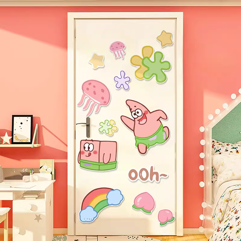 电梯门上海绵宝宝墙面装饰用品