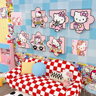 女孩儿童公主风房间布置卧室装 饰全套三丽鸥生日hellokitty墙面贴