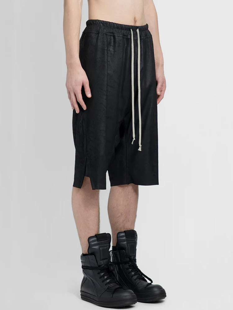 ONEOFYOU 다크 파이오니어 매트 양피  가죽 반바지 남성 RO 슬릿 하이 스트리트 루즈 5점 가죽 바지 트렌디