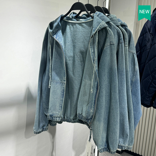 水洗牛仔连帽水洗拉链夹克外套4365371 柜429 男装 新品 427 秋季