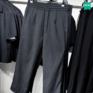 休闲长裤 柜319 7380701 小打褶纹理简约纯色宽松美式 男装 秋季 新款