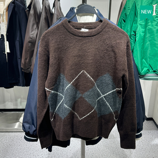男装 新品 宽松长袖 菱形纹提花针织衫 700 柜329 男毛衣5755332 冬季