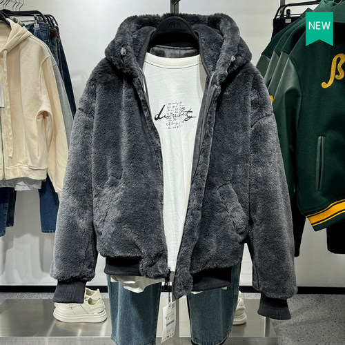 西班牙单！冬季连帽双穿皮革外套