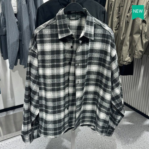 西班牙单棉质格纹长袖衬衫外套