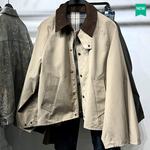 ZA男装科技面料撞色领口夹克外套