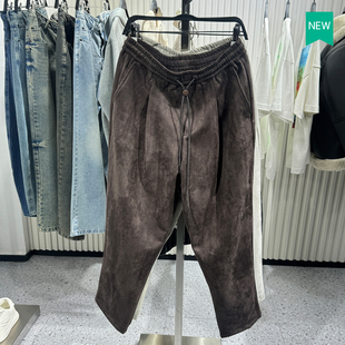 男装 宽松阔腿裤 绒面休闲裤 柜329 3046385 新款 打褶长裤 700 春季