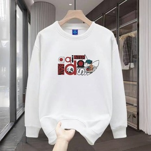 上衣宽松大码 卫衣男潮流套头圆领长袖 2025秋冬新款 上衣服 奥莱