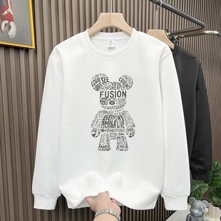 男女2025秋冬季 潮牌大码 新款 休闲时尚 卫衣 流体熊印花长袖 奥莱