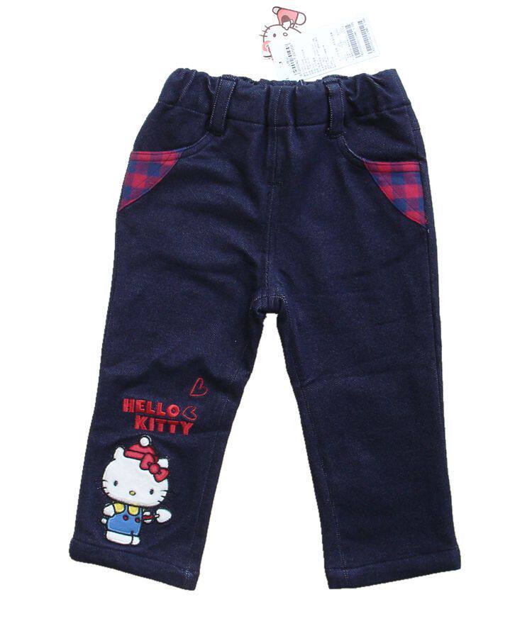 特卖HelloKitty专柜正品春秋款女童装双层针织牛仔长裤1430102036