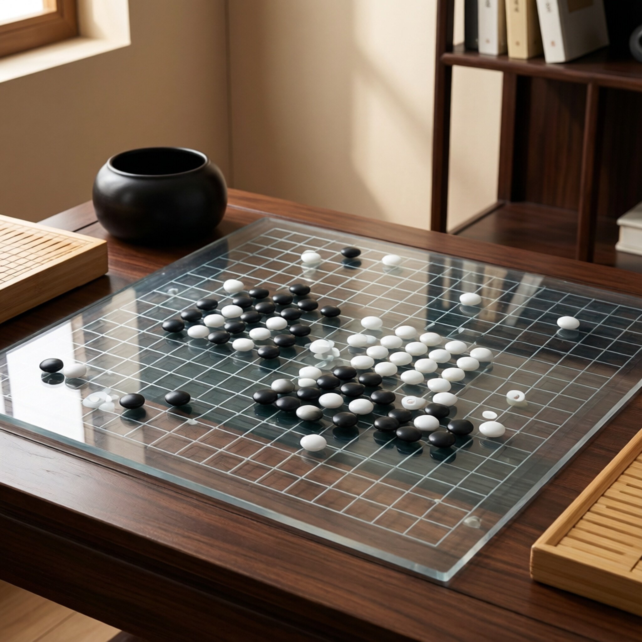 森普亚克力透明中国标准19路围棋盘成人收藏比赛专用耐磨传统定制
