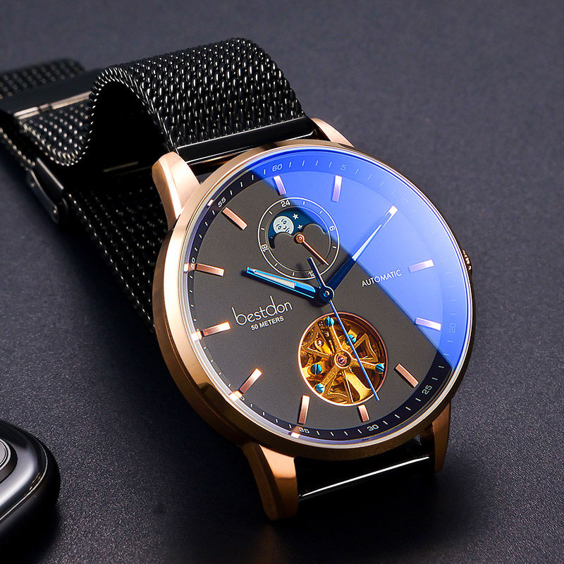 邦顿男士手表机械表全镂空陀飞轮商务休闲十大品牌男款正品男名牌