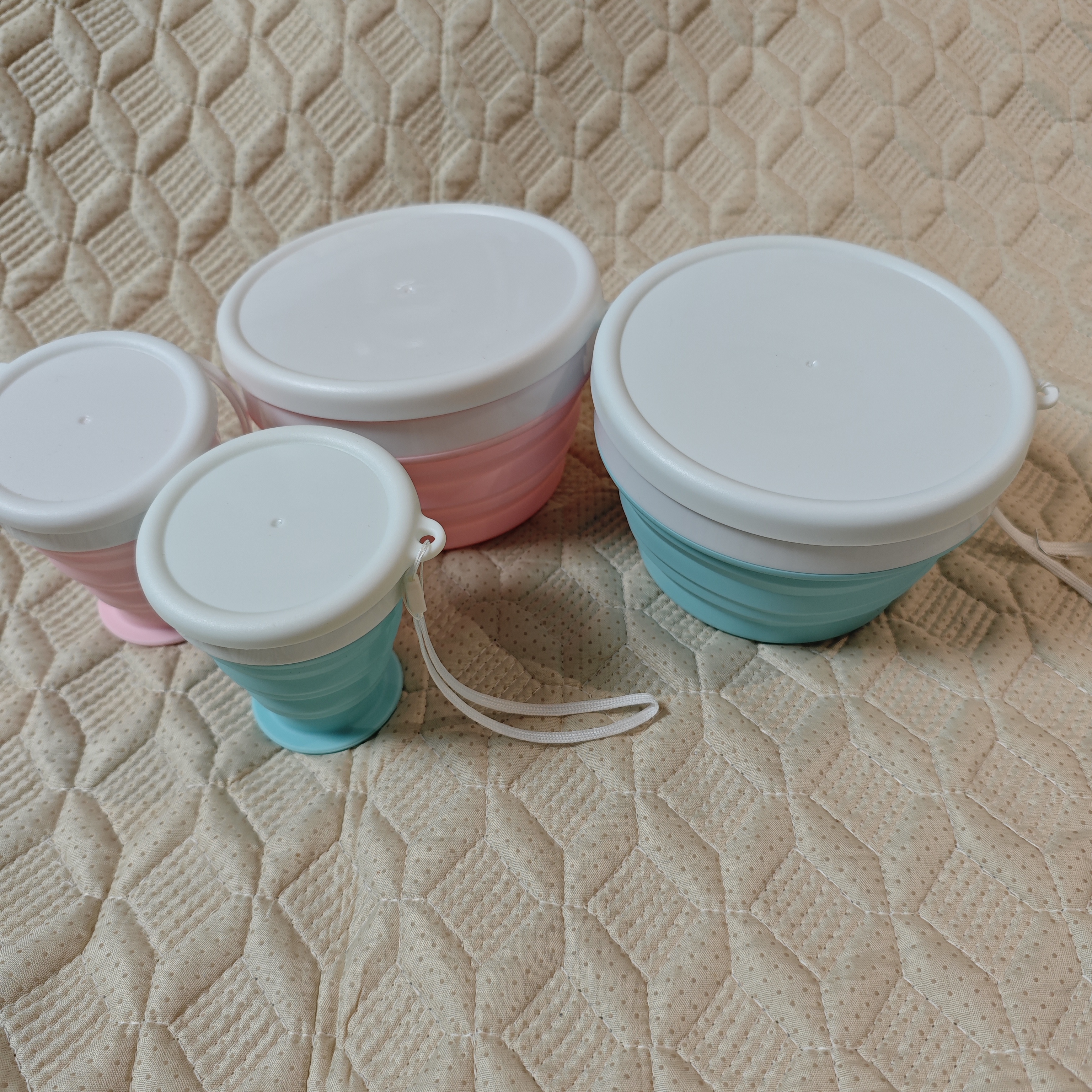 硅胶折叠碗折叠杯一套旅行户外野餐900毫升大容量开水泡面可用