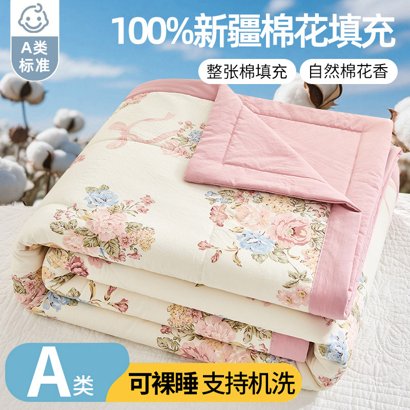 新品A类100%新疆棉花填充夏季印花夏凉被可机洗空调被宿舍学生被