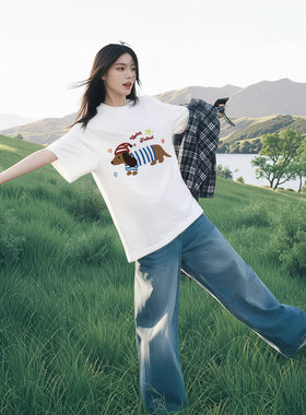 白色宽松短袖t恤女2026新款爆款夏季纯棉体恤独特漂亮巨好看上衣