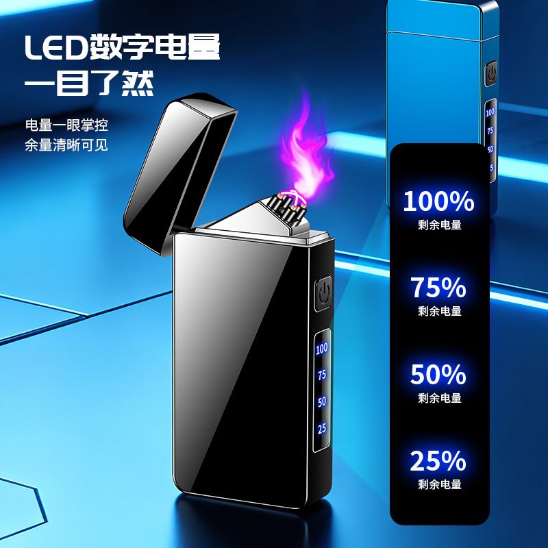 usb充电打火机2026新款合金高档双电弧脉冲防风创意户外点烟器送老公爸爸父亲节礼物男士礼盒图片