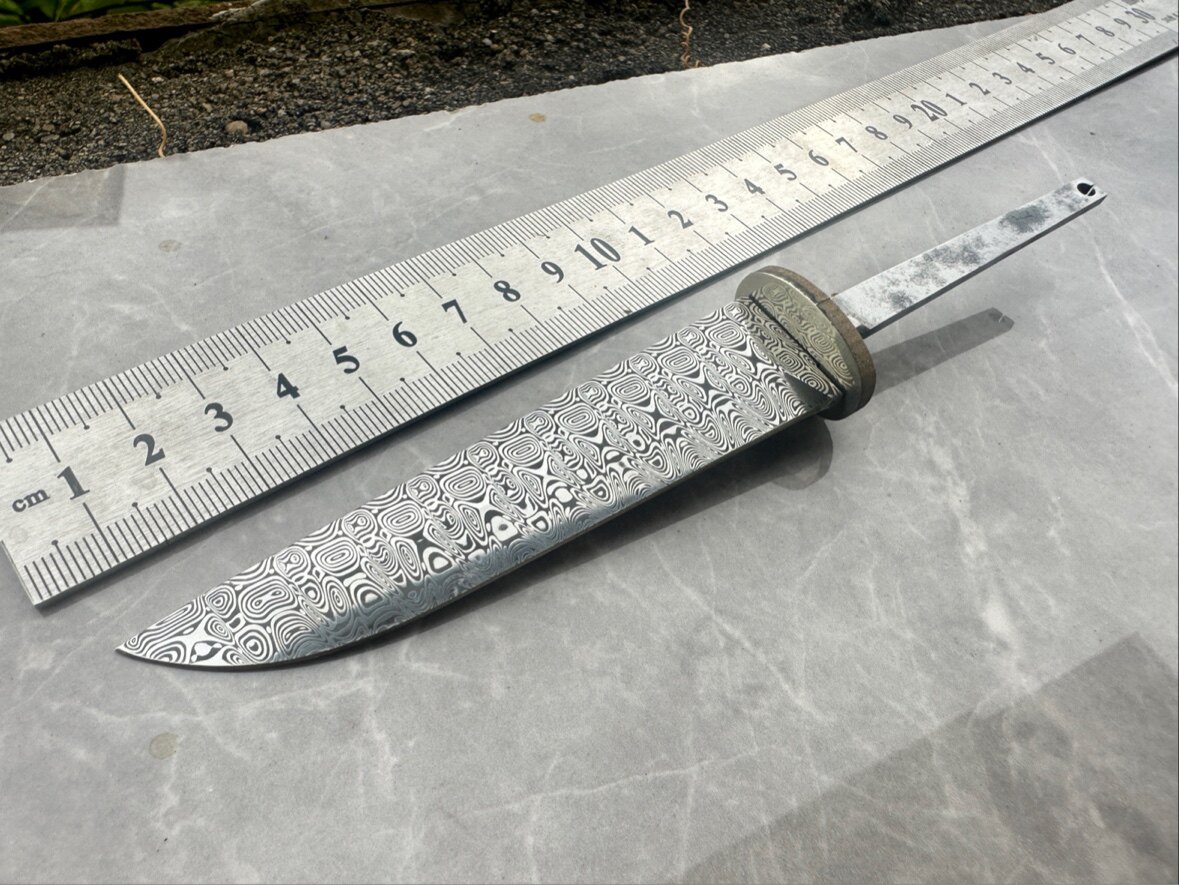 进口瑞粉大马士革钢刀胚刀片刀头北欧小直刀具配件DYI 手工制作