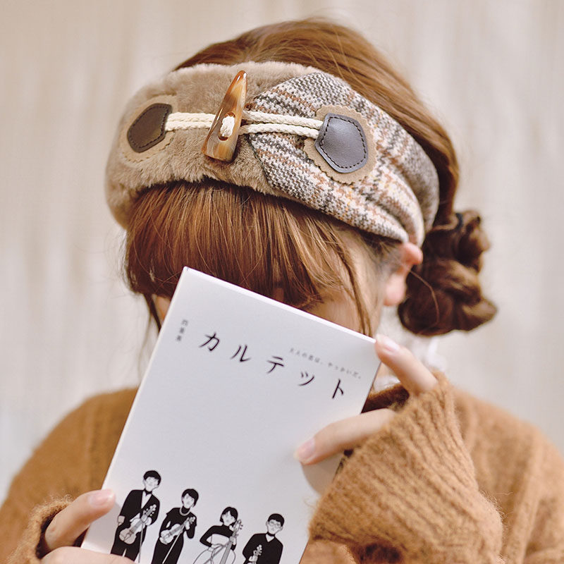 本守造原创手工仿皮草毛绒发带秋冬保暖格子毛呢棕色驼色日系日韩,饰品/流行首饰/时尚饰品新,发饰,淘宝优惠券,粉丝福利购,淘宝优惠卷