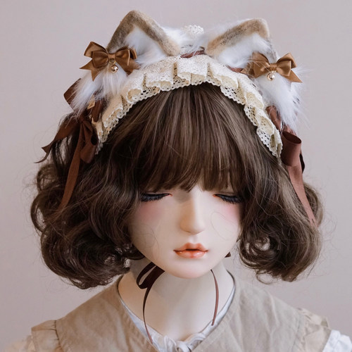 本守造原创棕色系兽耳发箍发带