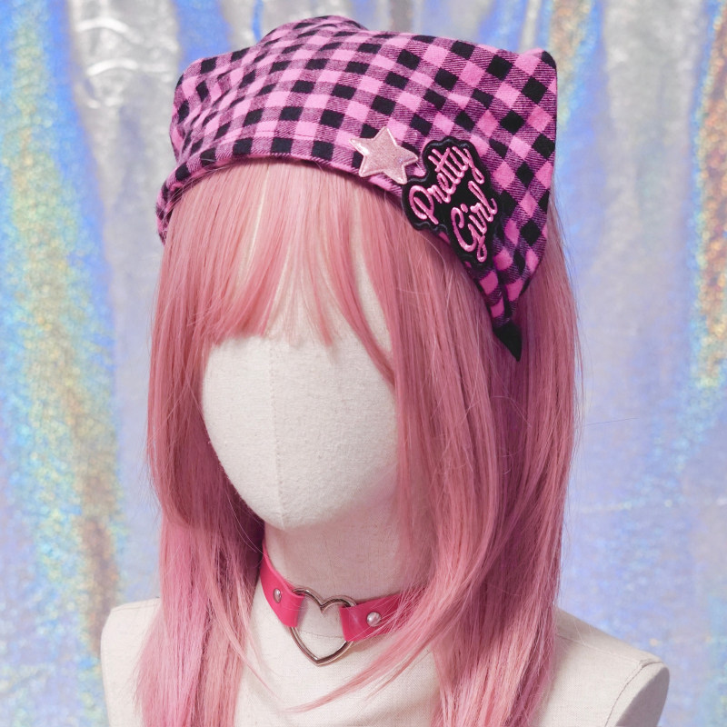 本守造原创手工星星英文紫格三角巾发箍头箍,饰品/流行首饰/时尚饰品新,发饰,淘宝优惠券,粉丝福利购,淘宝优惠卷