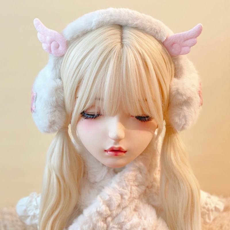 本守造原创手工小翅膀星星毛绒花朵耳罩日系保暖秋冬白色粉色