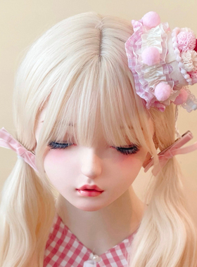 本守造原创手工樱桃蛋糕绒球花朵小礼帽发夹边夹日系Lolita粉白色
